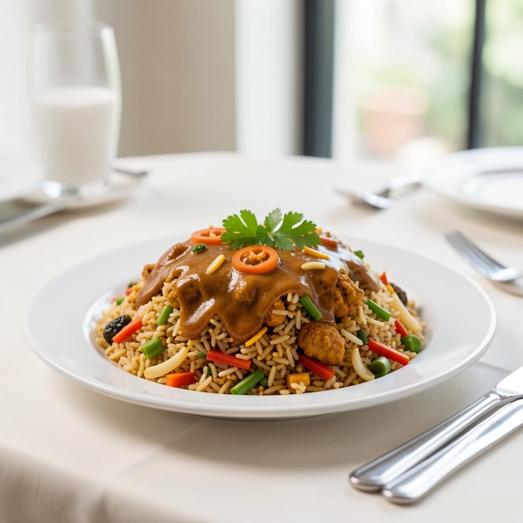 Triple Shezwan Chicken Fried Rice (Gravy)